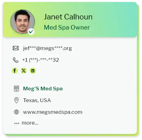 Sample data of Med Spas Email Marketing Lists