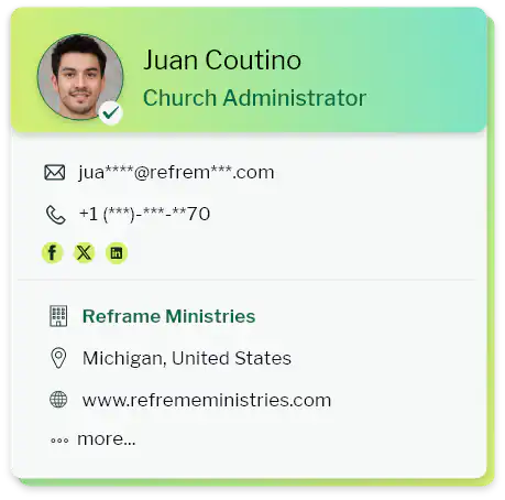 sample of list of churches email address